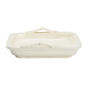 Wildwood Servendo Hand-Sculpted Italian Serving Tray With Ivory Glaze And Equestrian Stirrup Handles, 15.5" 302533