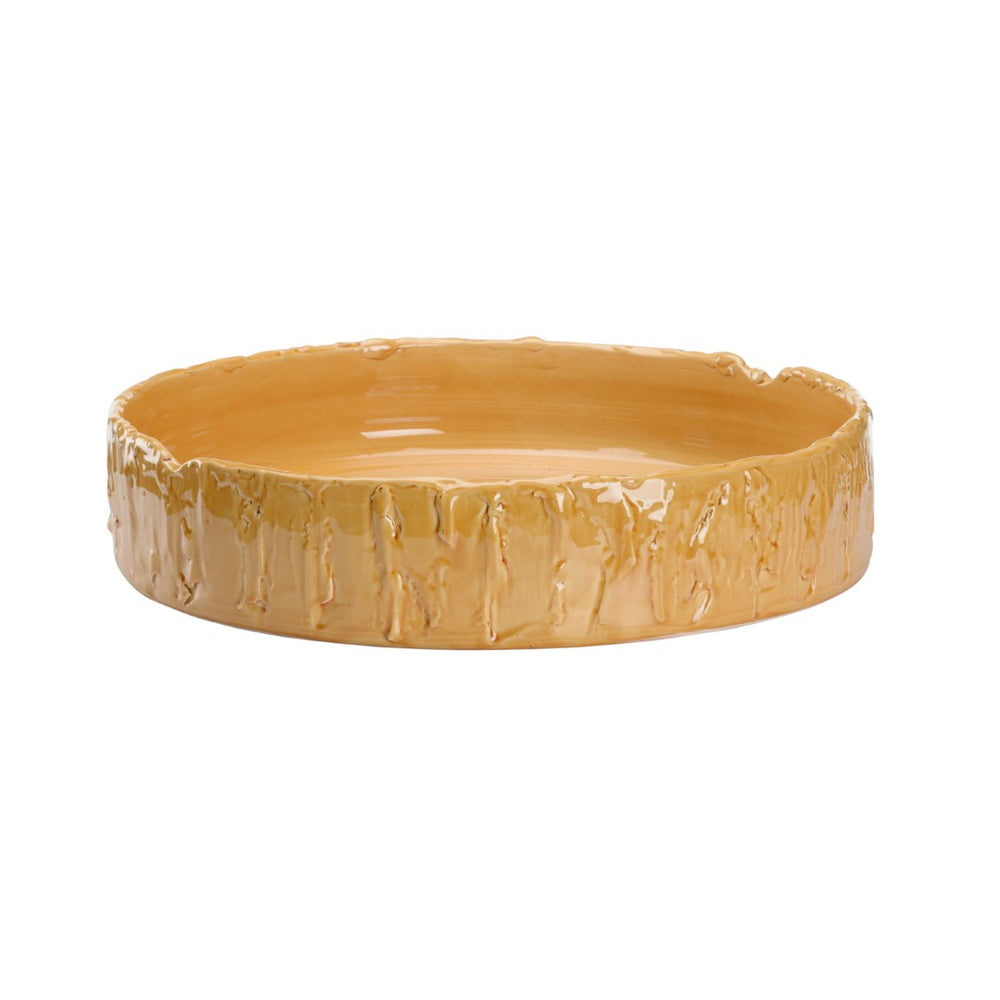 Wildwood Capaci Hand-Sculpted Ochre Ceramic Bowl — Italian Artisanal Centerpiece For Tables, Trays, & Decor 302540