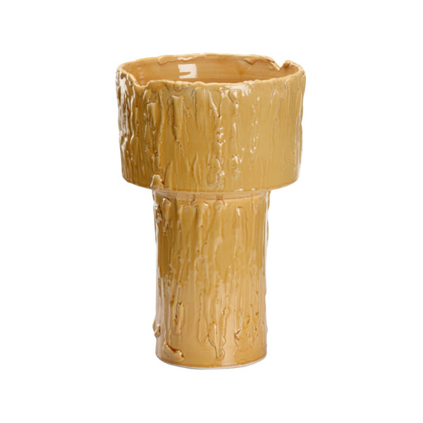 Wildwood Trapani Hand-Sculpted Ochre Vessel — Italian Ceramic Vase With Glossy Glaze, Versatile Tabletop Accent 302543