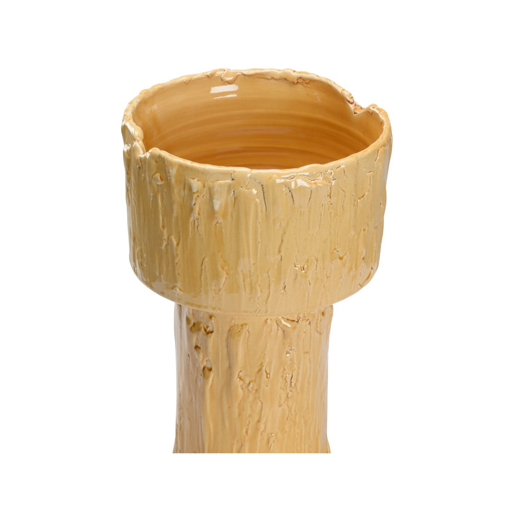 Wildwood Trapani Hand-Sculpted Ochre Vessel — Italian Ceramic Vase With Glossy Glaze, Versatile Tabletop Accent 302543