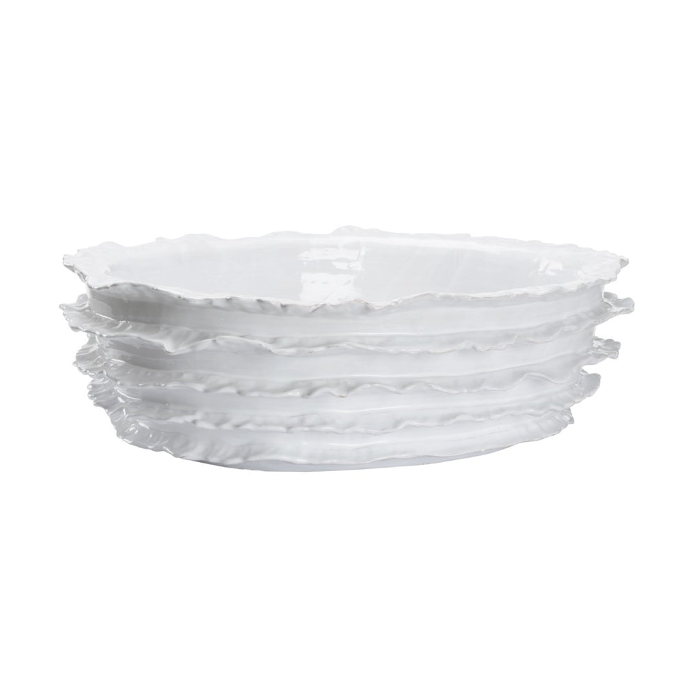 Wildwood Palermo Oversized Hand‑Crafted Italian Ceramic Bowl In Serene White Glaze — Textured Centerpiece DéCor 302545