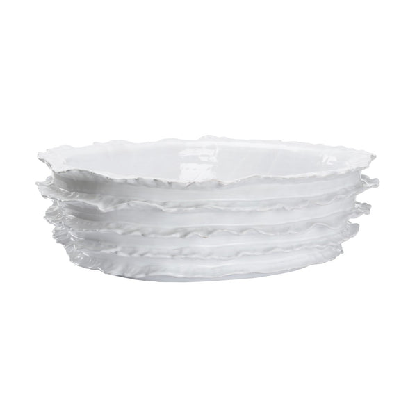 Wildwood Palermo Oversized Hand‑Crafted Italian Ceramic Bowl In Serene White Glaze — Textured Centerpiece DéCor 302545