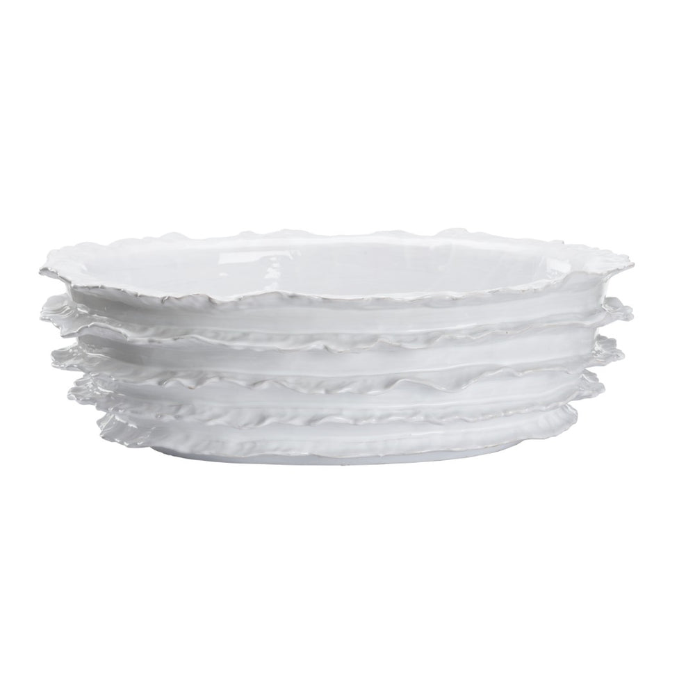Wildwood Palermo Oversized Hand‑Crafted Italian Ceramic Bowl In Serene White Glaze — Textured Centerpiece DéCor 302545