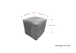 English Elm Delilah Natural Square Woven Jute Pouf – 18" Cube, Durable Polystyrene Fill, Multi-Use Footstool & Accent Seat B136P252626