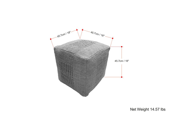 English Elm Delilah Natural Square Woven Jute Pouf – 18" Cube, Durable Polystyrene Fill, Multi-Use Footstool & Accent Seat B136P252626