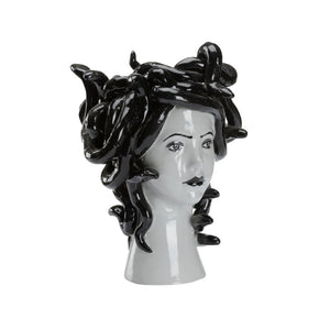 Wildwood Medusa Handmade Italian Vase Nero — Sculptural Black & White Glaze, Statement Decor 13" H Perfect 302548