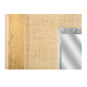 Wildwood Vanessa Raffia Wall Mirror 48"X34" With Beveled Glass & Gold Leaf Edge — Coastal Boho Elegance 302556
