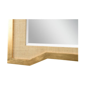 Wildwood Vanessa Raffia Wall Mirror 48"X34" With Beveled Glass & Gold Leaf Edge — Coastal Boho Elegance 302556