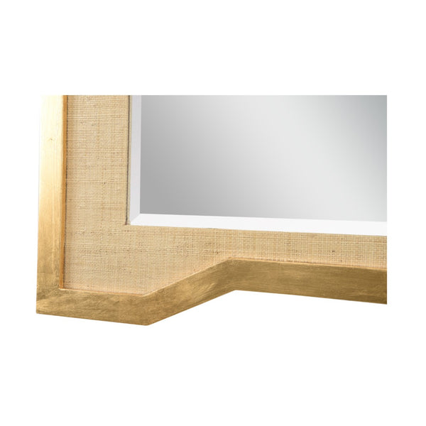 Wildwood Vanessa Raffia Wall Mirror 48"X34" With Beveled Glass & Gold Leaf Edge — Coastal Boho Elegance 302556