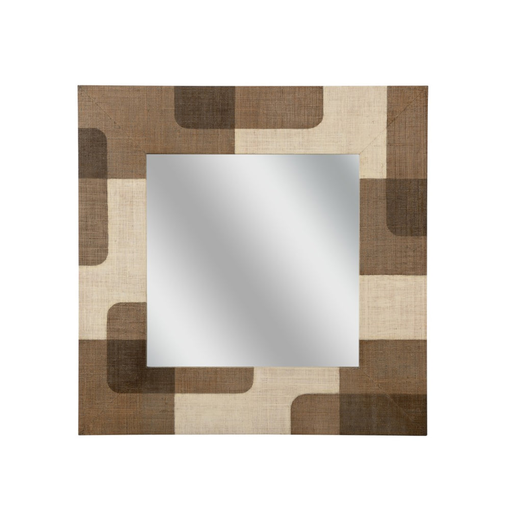 Wildwood Jacoby Roundout: 36" Square Raffia Wall Mirror — Hand-Applied Brown/Cream Texture For Boho, Coastal, Modern Decor 302557