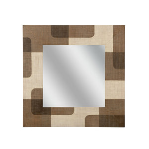 Wildwood Jacoby Roundout: 36" Square Raffia Wall Mirror — Hand-Applied Brown/Cream Texture For Boho, Coastal, Modern Decor 302557