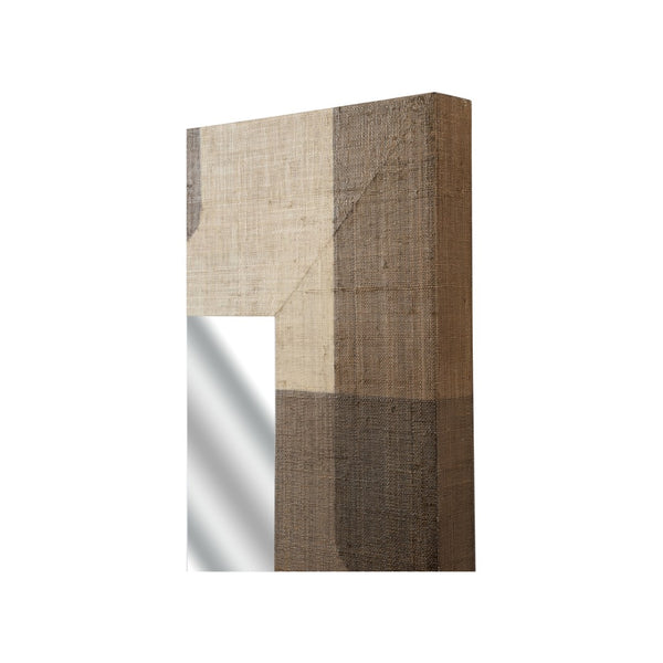 Wildwood Jacoby Roundout: 36" Square Raffia Wall Mirror — Hand-Applied Brown/Cream Texture For Boho, Coastal, Modern Decor 302557