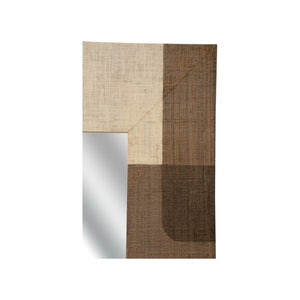 Wildwood Jacoby Roundout: 36" Square Raffia Wall Mirror — Hand-Applied Brown/Cream Texture For Boho, Coastal, Modern Decor 302557