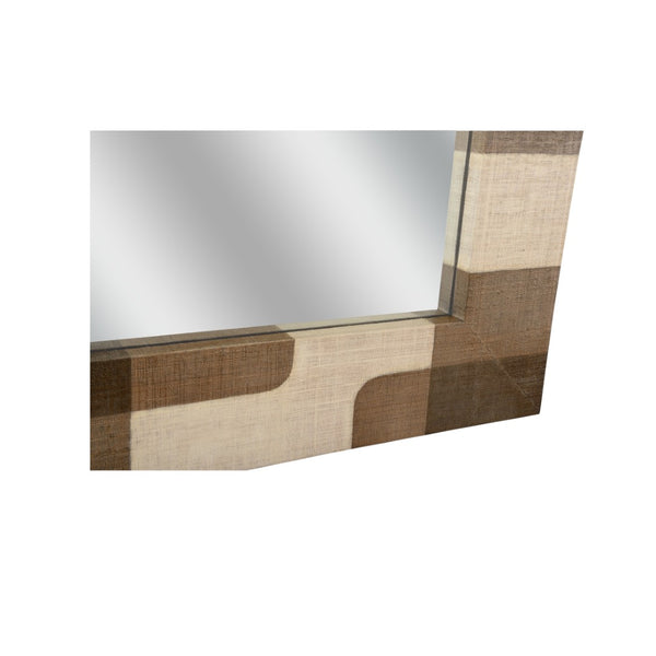Wildwood Jacoby Roundout: 36" Square Raffia Wall Mirror — Hand-Applied Brown/Cream Texture For Boho, Coastal, Modern Decor 302557