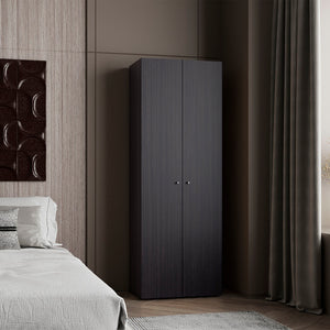 English Elm Home Compact 2-Door Closet System with Four Fixed Shelves, 66.9" H Black Wardrobe for Small Spaces B200P350349