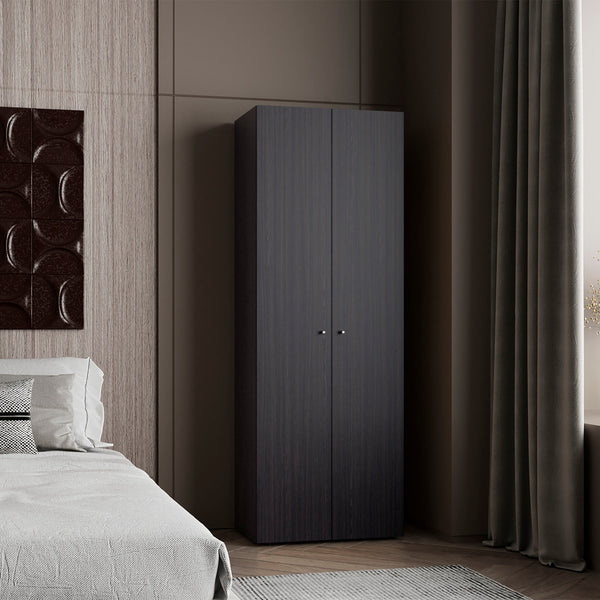 English Elm Home Compact 2-Door Closet System with Four Fixed Shelves, 66.9" H Black Wardrobe for Small Spaces B200P350349