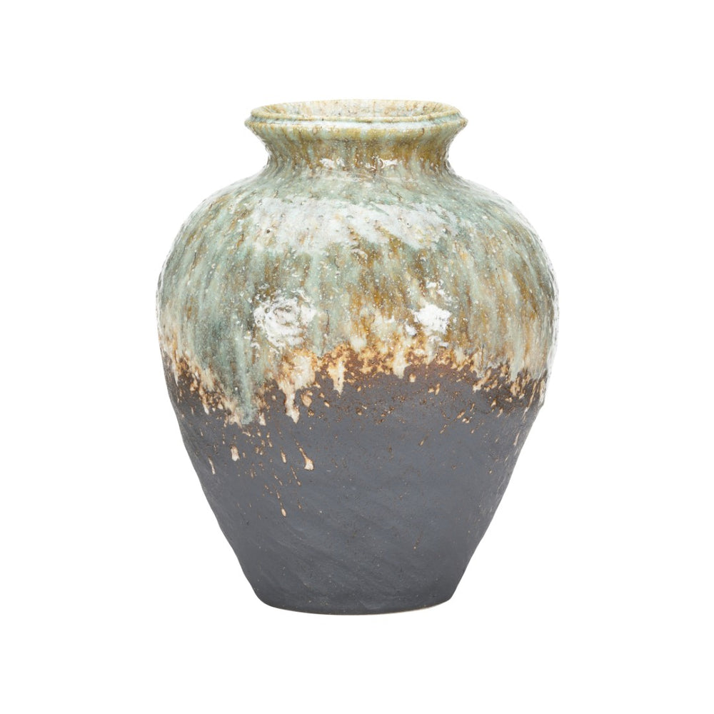 Wildwood Daichi Handcrafted Shiga Vase — Earthy Kiln-Fired Patina, 17.5" Tall Statement Accent For Minimalist Homes 302569