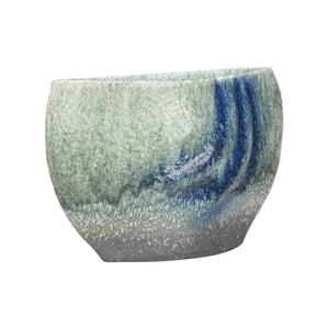 Wildwood Naha Handcrafted Indigo Ceramic Vase — 14" X 23" Statement Centerpiece From Shiga, Textured Glaze Depth 302571