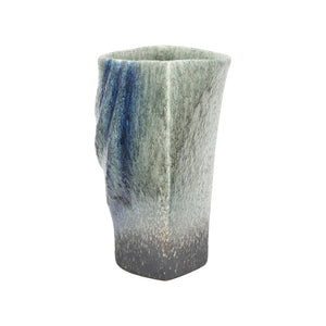 Wildwood Naha Handcrafted Indigo Ceramic Vase — 14" X 23" Statement Centerpiece From Shiga, Textured Glaze Depth 302571