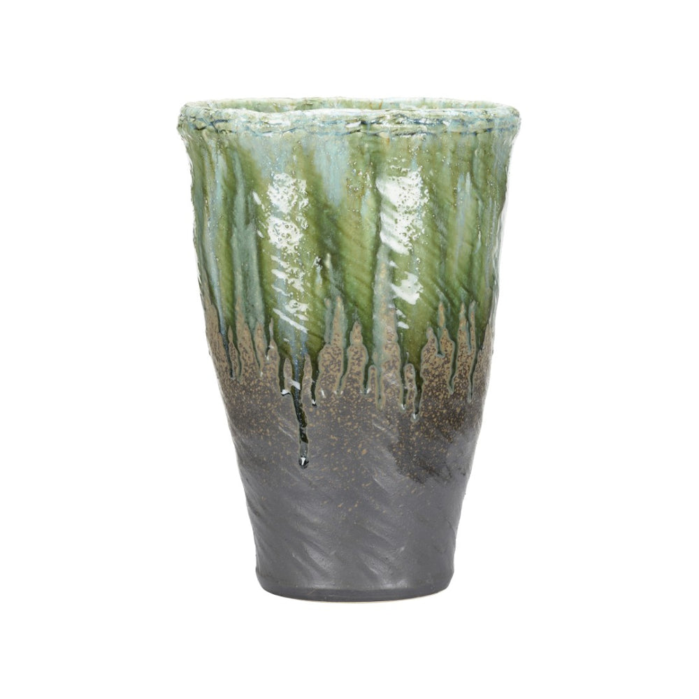Wildwood Midori Hand-Turned Shiga Vase — Lake Biwa Clay, Ancient Kiln Finish, Unique Mineral Tones & Texture 302572