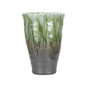 Wildwood Midori Hand-Turned Shiga Vase — Lake Biwa Clay, Ancient Kiln Finish, Unique Mineral Tones & Texture 302572