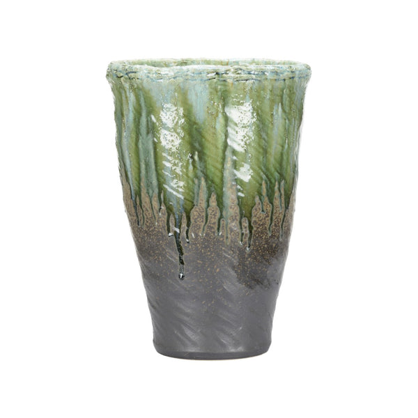 Wildwood Midori Hand-Turned Shiga Vase — Lake Biwa Clay, Ancient Kiln Finish, Unique Mineral Tones & Texture 302572
