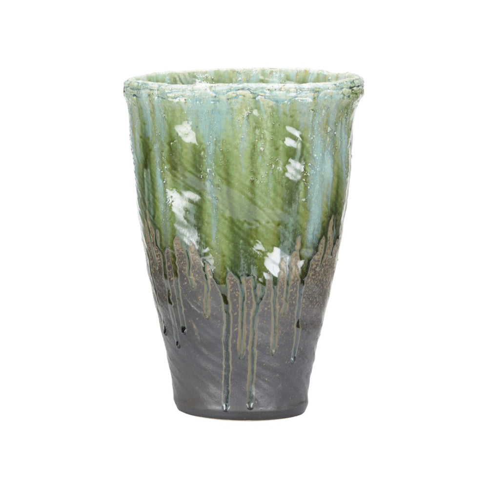 Wildwood Midori Hand-Turned Shiga Vase — Lake Biwa Clay, Ancient Kiln Finish, Unique Mineral Tones & Texture 302572