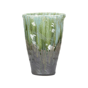 Wildwood Midori Hand-Turned Shiga Vase — Lake Biwa Clay, Ancient Kiln Finish, Unique Mineral Tones & Texture 302572