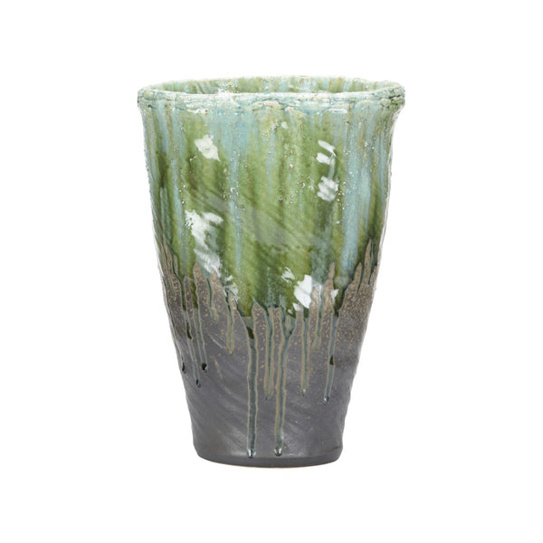 Wildwood Midori Hand-Turned Shiga Vase — Lake Biwa Clay, Ancient Kiln Finish, Unique Mineral Tones & Texture 302572
