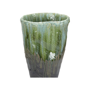 Wildwood Midori Hand-Turned Shiga Vase — Lake Biwa Clay, Ancient Kiln Finish, Unique Mineral Tones & Texture 302572