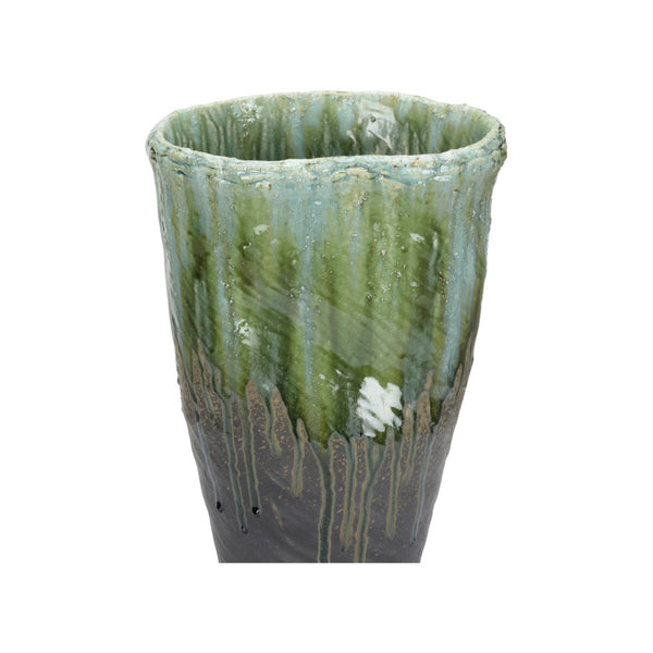 Wildwood Midori Hand-Turned Shiga Vase — Lake Biwa Clay, Ancient Kiln Finish, Unique Mineral Tones & Texture 302572