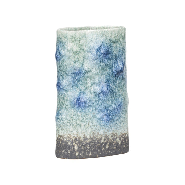 Wildwood Indigo Shigaraki Vase — Handcrafted Japanese Shiga Ceramic In Indigo Blue-Green, Unique Kiln Marks 302575