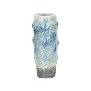 Wildwood Indigo Shigaraki Vase — Handcrafted Japanese Shiga Ceramic In Indigo Blue-Green, Unique Kiln Marks 302575