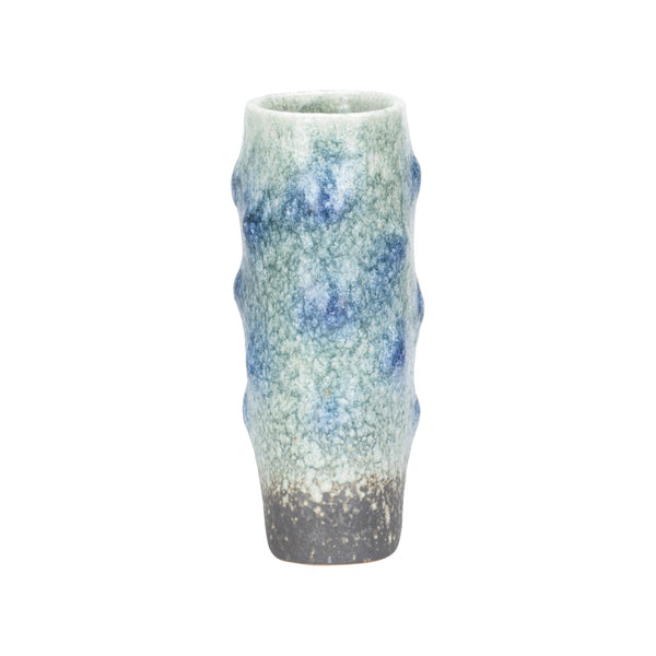 Wildwood Indigo Shigaraki Vase — Handcrafted Japanese Shiga Ceramic In Indigo Blue-Green, Unique Kiln Marks 302575