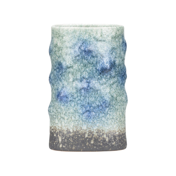 Wildwood Indigo Shigaraki Vase — Handcrafted Japanese Shiga Ceramic In Indigo Blue-Green, Unique Kiln Marks 302575