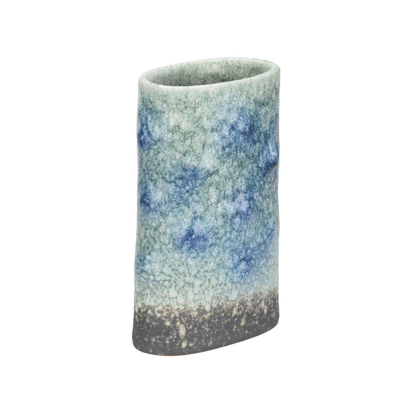 Wildwood Indigo Shigaraki Vase — Handcrafted Japanese Shiga Ceramic In Indigo Blue-Green, Unique Kiln Marks 302575