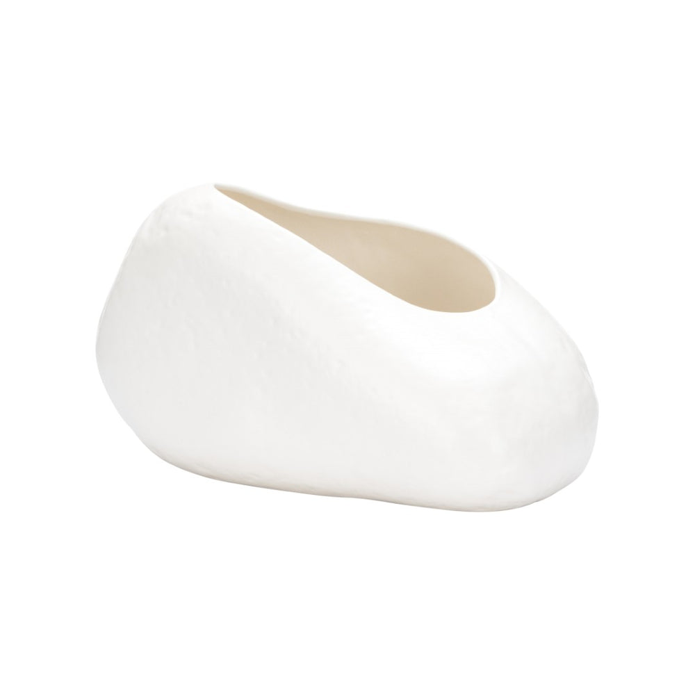 Wildwood Ikebana Ishi Vase In Kuro — Japanese-Crafted Stone-Form Ceramic Vessel For Minimalist Single-Stem Displays And Sculptural Balance White/Cream 302580