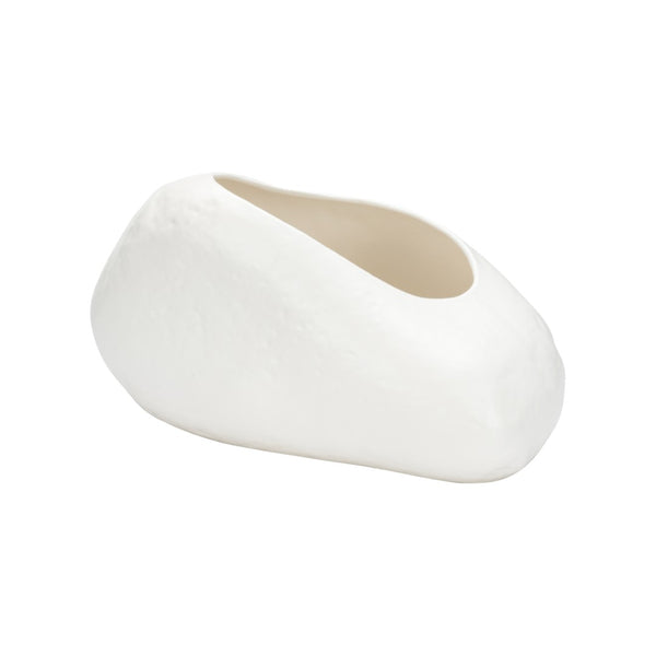 Wildwood Ikebana Ishi Vase In Kuro — Japanese-Crafted Stone-Form Ceramic Vessel For Minimalist Single-Stem Displays And Sculptural Balance White/Cream 302580