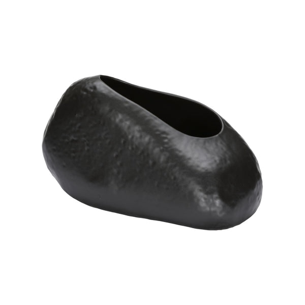 Wildwood Ikebana Ishi Vase In Kuro — Japanese-Crafted Stone-Form Ceramic Vessel For Minimalist Single-Stem Displays And Sculptural Balance Black 302581
