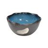 Wildwood Kabira Handcrafted Shiga Bowl With Indigo Interior, Textured Hakemé Finish — Elegant Decorative Serveware 302582