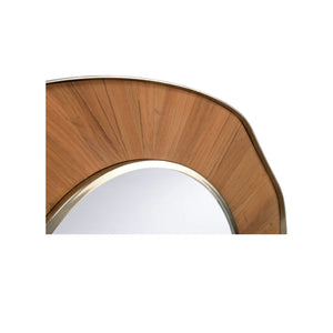 Wildwood Pith Teak Curved Mirror With Brushed Nickel Trim — Handcrafted Statement Piece To Brighten Entryways 302597