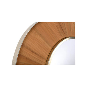 Wildwood Pith Teak Curved Mirror With Brushed Nickel Trim — Handcrafted Statement Piece To Brighten Entryways 302597