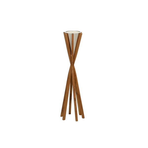 Wildwood Teton Sculptural Teak Candleholder With Polished Nickel Accents — Six-Leg Crossed Design For Drama And Stability 34h x 9.5w x 9.5d 302599