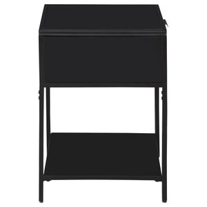 English Elm Duncan Black 1-Drawer Metal Bedside Table with Radio Weave Cane Front, Laminate Top, Modern Charm B062P299871