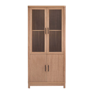 English Elm Jodie Fluted Accent Cabinet 31" — Ribbed Soft-Close Doors, Adjustable Shelves, Splayed Metal Legs Maple B365P397895