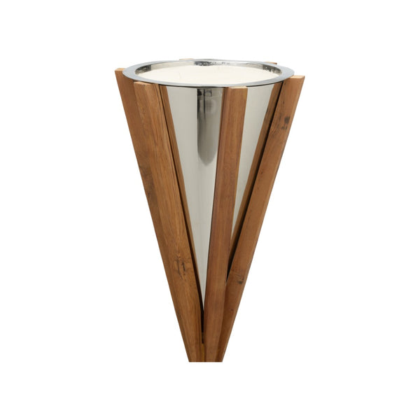 Wildwood Teton Sculptural Teak Candleholder With Polished Nickel Accents — Six-Leg Crossed Design For Drama And Stability 63.5h x 17.25w x 17.25d 302601
