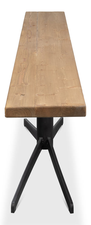 Sarreid Wall Console Table - Rustic Antique Elm With Unique Variations, Durable Cast Iron Frame For Style Beige  30260