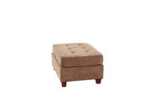 English Elm Cocktail Waffle Suede Ottoman in Truffle with Tufted Cushion, Plush 36"x26"x20" Accent Seat Hardwood Base B01152305