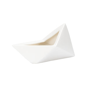 Wildwood Origami Vase Crafted In Japan — Sculptural Faceted Form For Ikebana, Tabletop Bouquets, Modern Decor White/Cream 302623