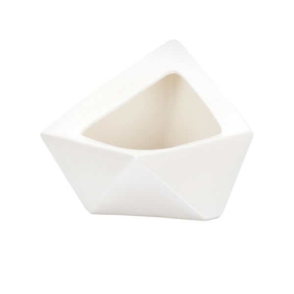 Wildwood Origami Vase Crafted In Japan — Sculptural Faceted Form For Ikebana, Tabletop Bouquets, Modern Decor White/Cream 302623